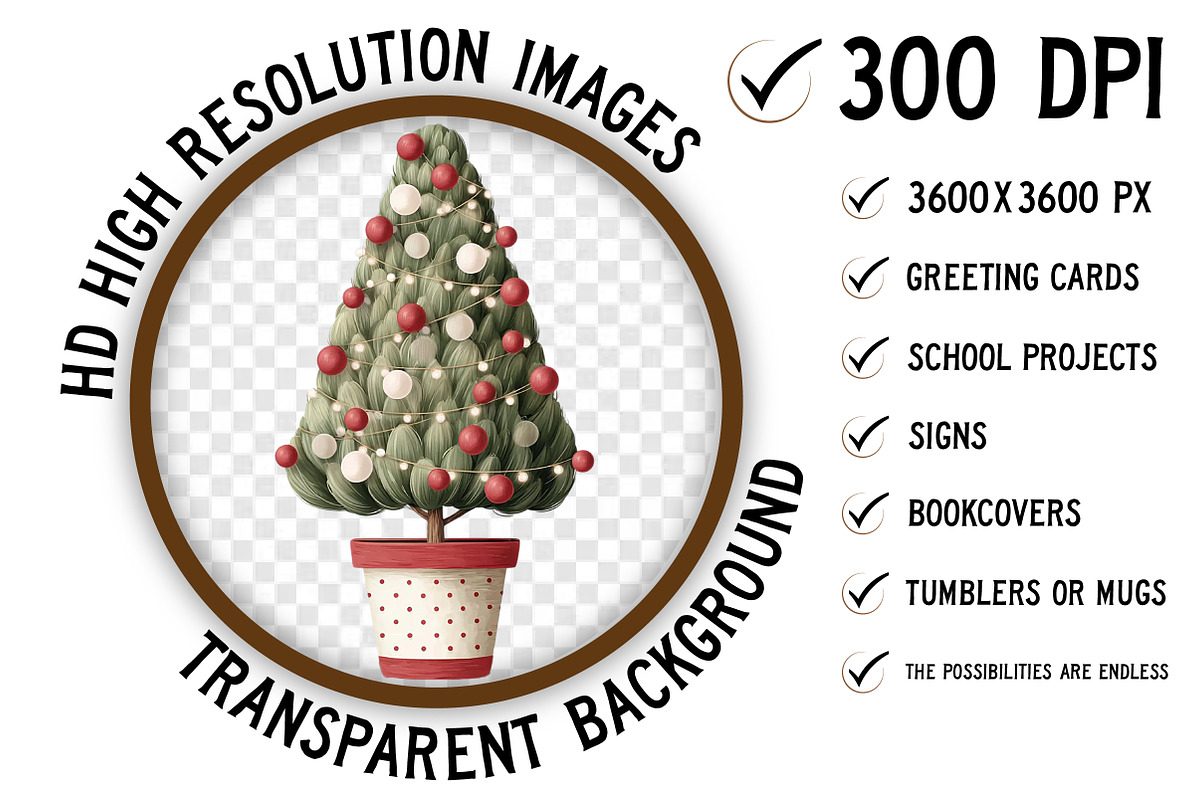 Cute Christmas Topiaries Tree, an Illustration by Craft Nest (Photo 4 of 11)