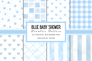 Blue Baby Shower Digital Paper, a Pattern Graphic by Neon Studio