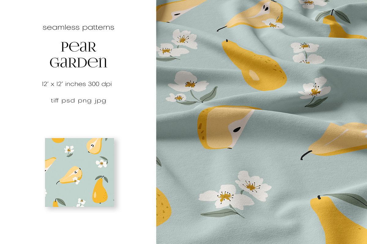 Pear Garden – Seamless Pattern Set, a Pattern Graphic by PROTEA Watercolor Studio (Photo 5 of 8)