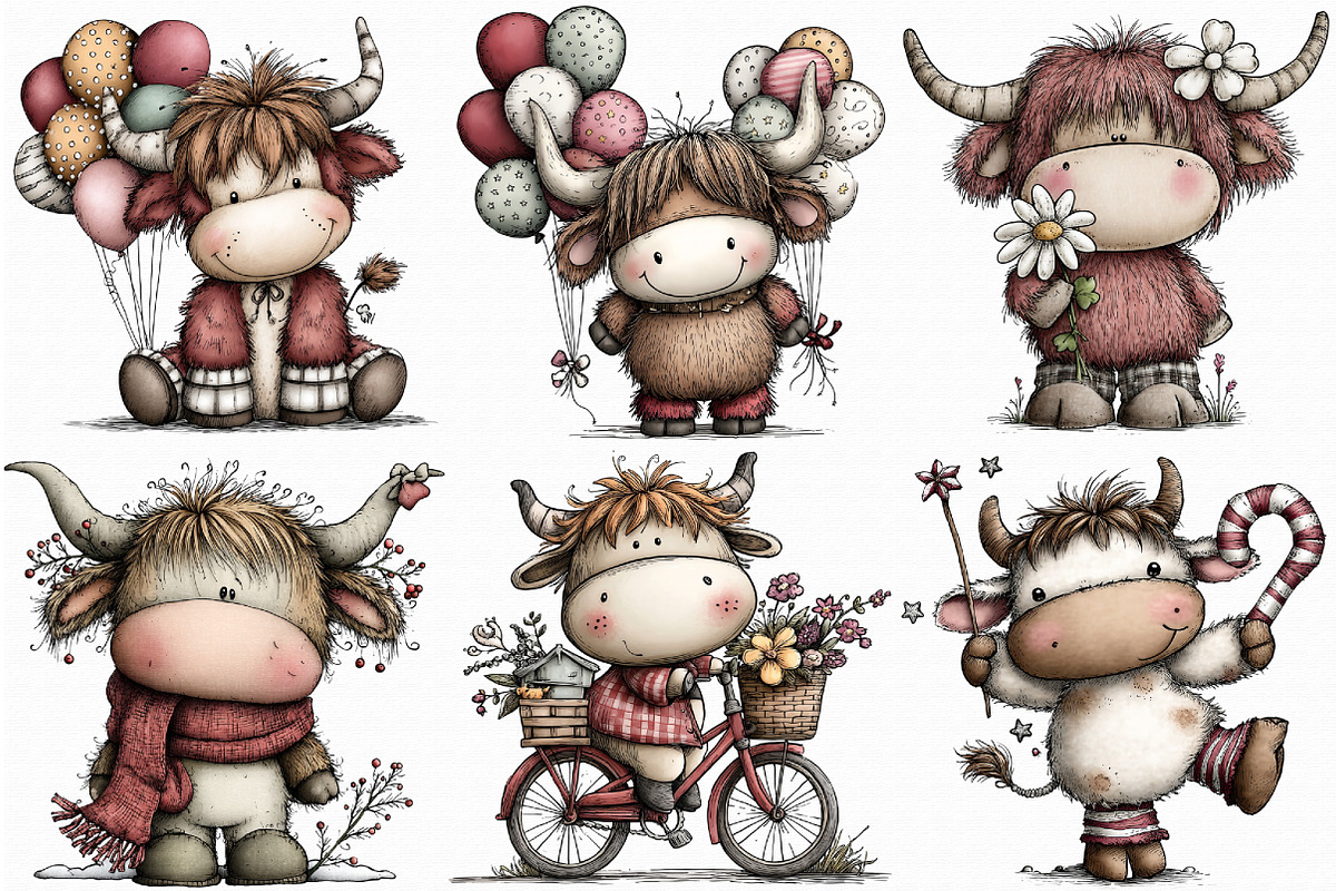 Quirky Highland Cow PNG, an Illustration by Libby Wishes (Photo 6 of 8)