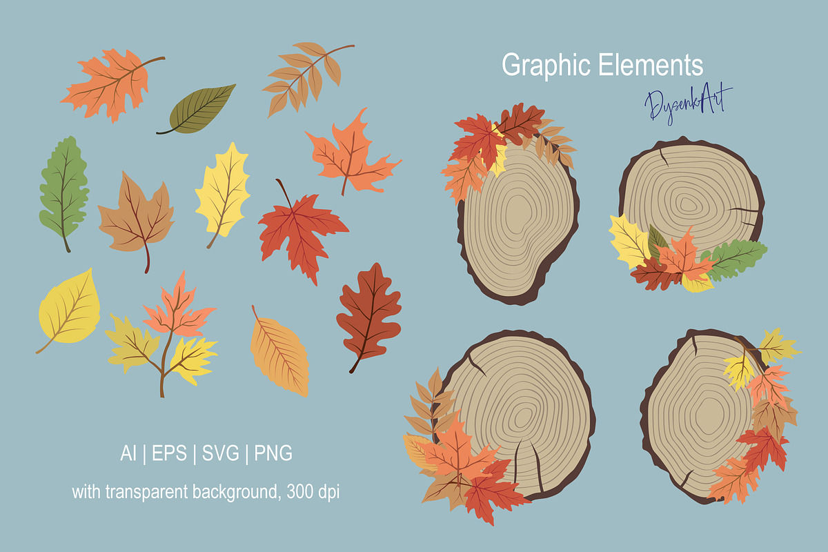 Fall Leaves Clipart, a Seasonal Illustration by DysenkaArt (Photo 2 of 3)