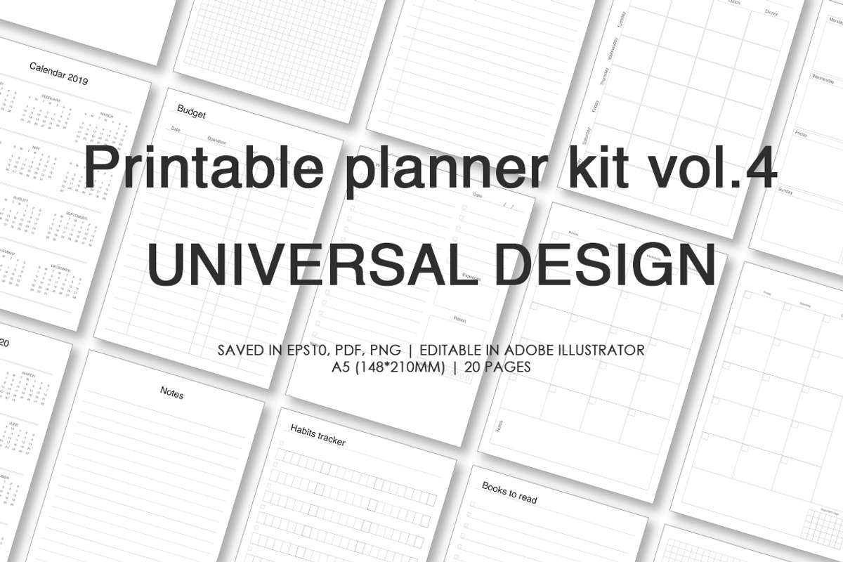 Planner kit vol.4. Universal design, a Stationery Template by Lina_Lisichka (Photo 1 of 5)