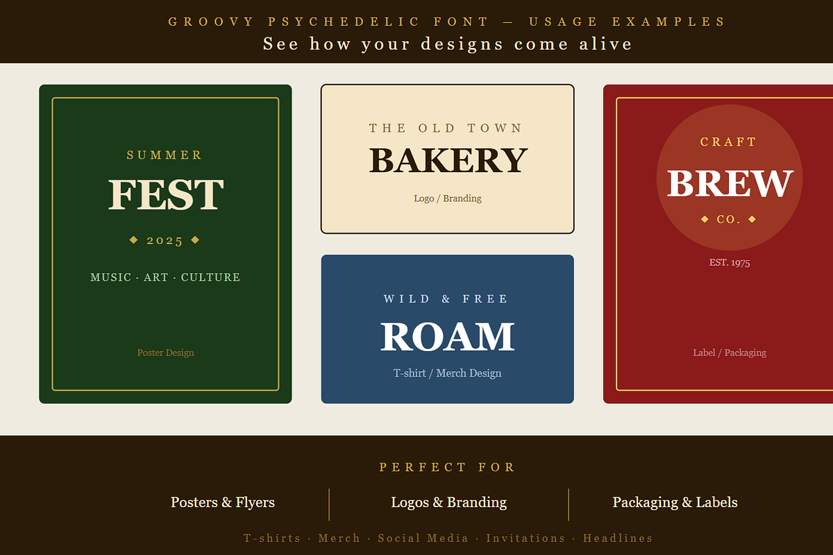 groovy psychedelic Retro fonts, a Script Font by RAHMAT (Photo 4 of 8)