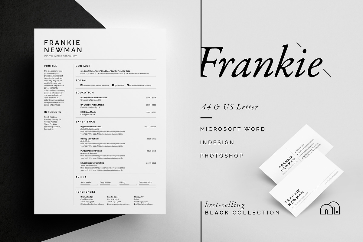 Resume/CV - Frankie, a Resume Template by bilmaw creative (Photo 1 of 3)