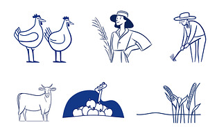 Set of simple, outlined, farm themed, an Object Graphic by Sybillla