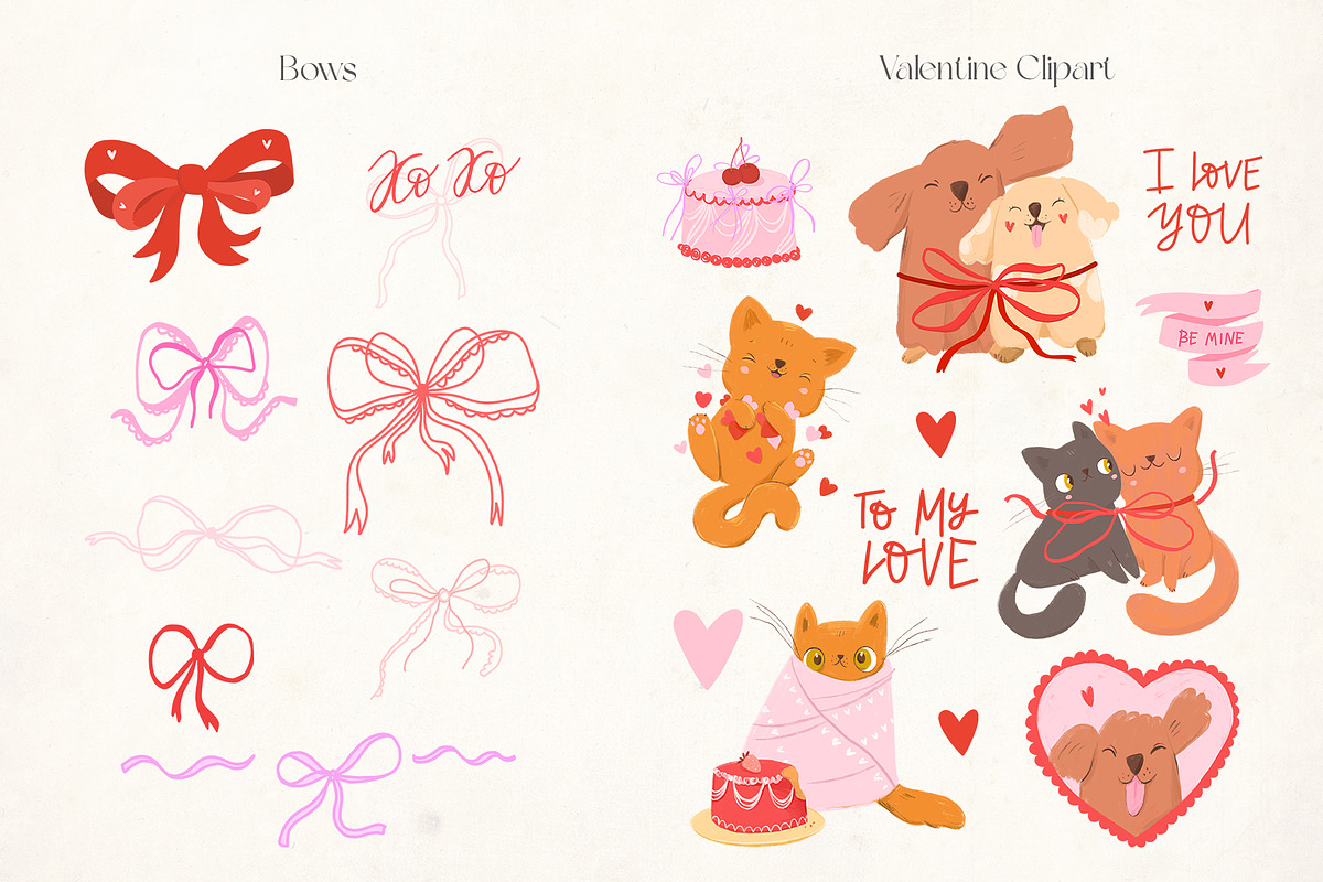 Valentines Day. Hand draw bows, a Decorative Illustration by Lesya Skripak (Photo 2 of 7)