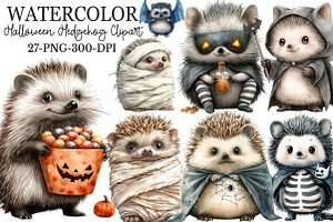 Halloween Cute Hedgehog Clipart, an Illustration by Rose Art