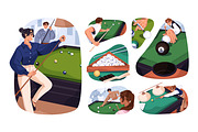 People play pool at billiard table, a Sport Illustration by PaperTrident (Thumbnail 1 of 8)