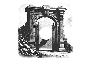 Ancient Stone Gateway Opening to, an Illustration by AlexArt
