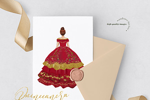 Mexican Red Miss Quince Clipart