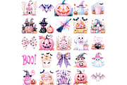 Pink Halloween Clipart Bundle, an Illustration by Mashimara (Thumbnail 2 of 4)