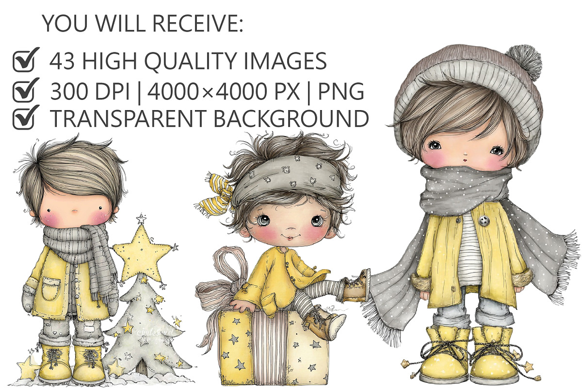 Whimsical Christmas Boy Clipart, an Illustration by Pixels.Craft (Photo 2 of 5)