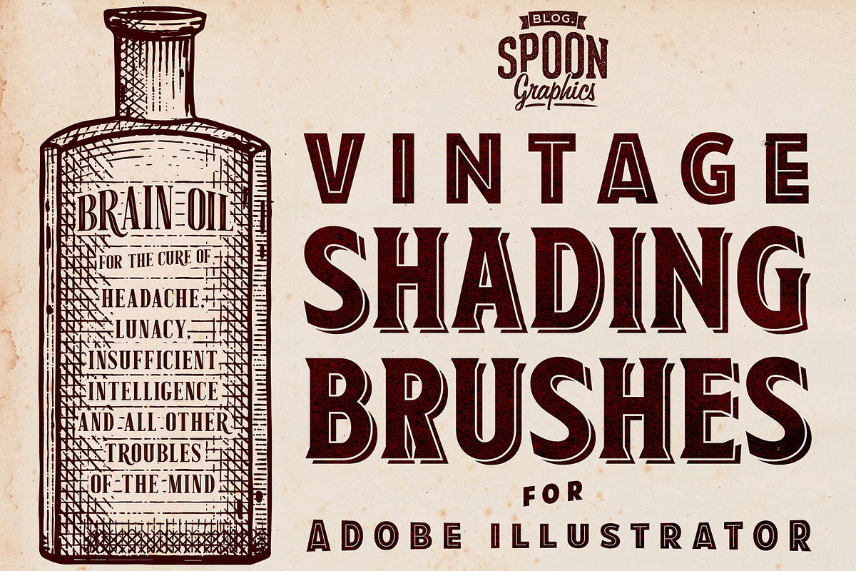 Vintage Shading Illustrator Brushes, a Brush Add-On by Spoon Graphics (Photo 1 of 3)