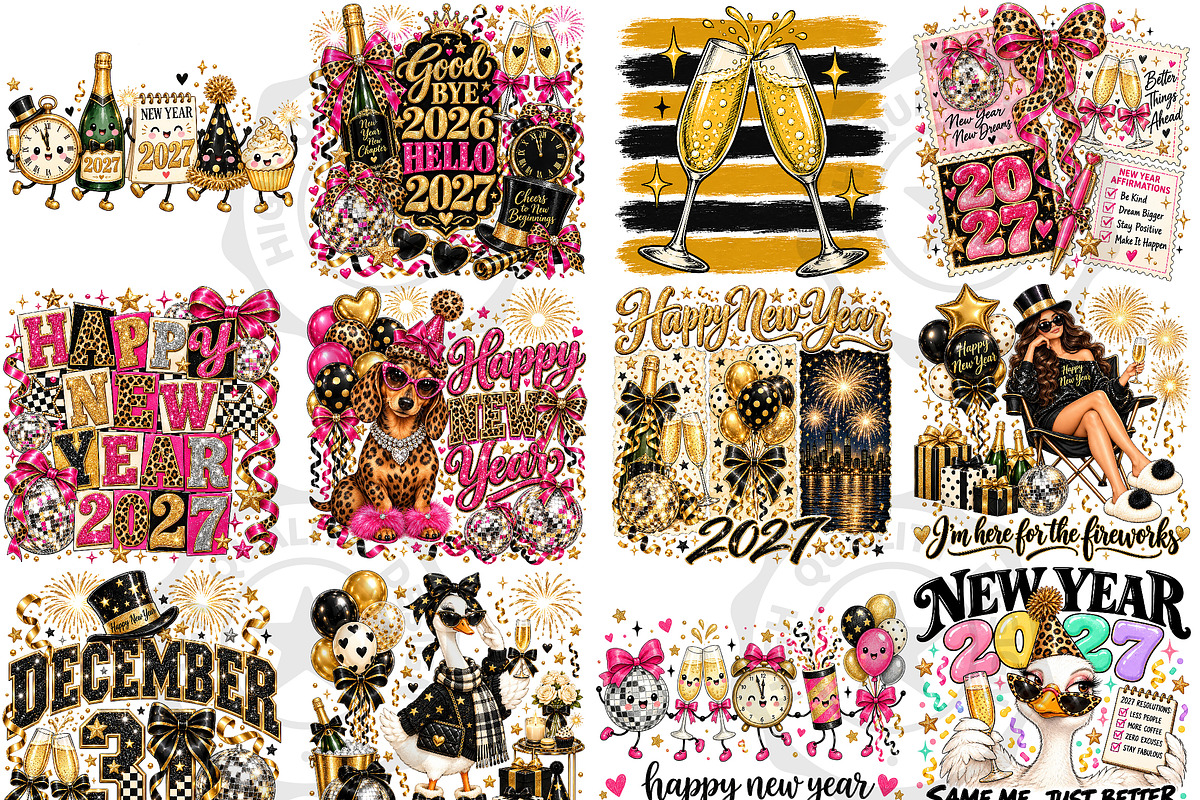 New Year 2027 Sublimation Bundle, a Seasonal Illustration by OK Design (Photo 1 of 6)