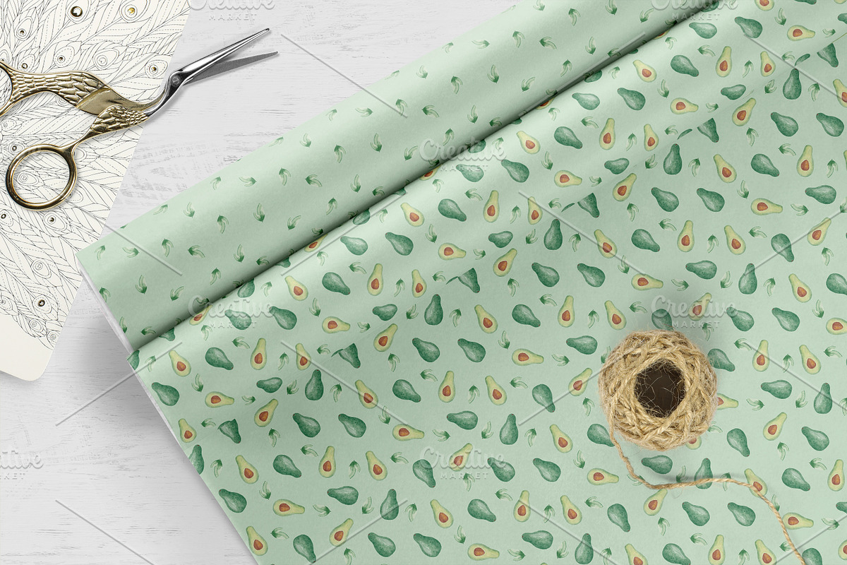 Watercolor Avocado Patterns Set, a Pattern Graphic by Oksana Dovhopol Art (Photo 5 of 11)