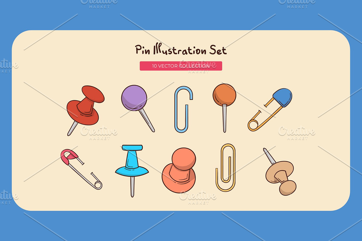 Pin Illustration Set, an Object Illustration by Creathub Studio