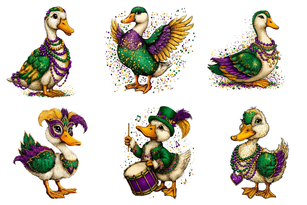 Mardi Gras Goose Clipart Bundle, an Illustration by Dream Creation (Photo 6 of 6)
