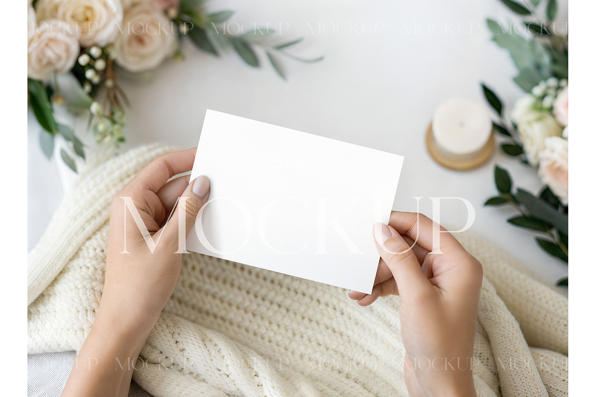 Hands Holding Wedding Card Mockup, a Product Mockup by MockupWizard (Photo 1 of 3)