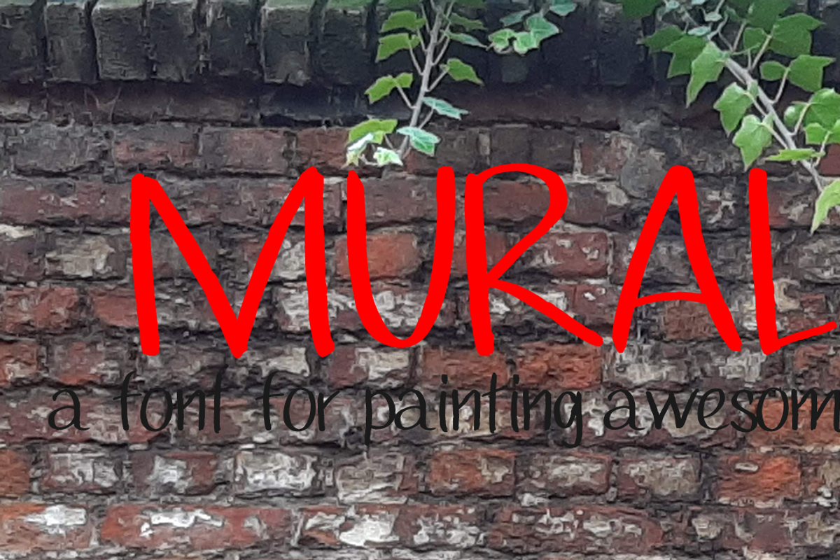 Muralio, a wall painted font, a Script Font by Kreativ Font