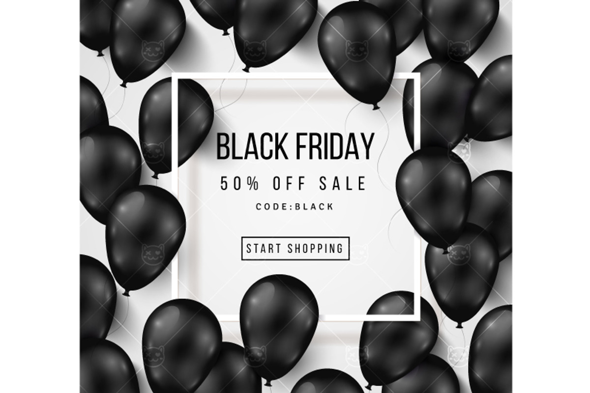 Black friday balloons, a Decorative Illustration by kotoffei