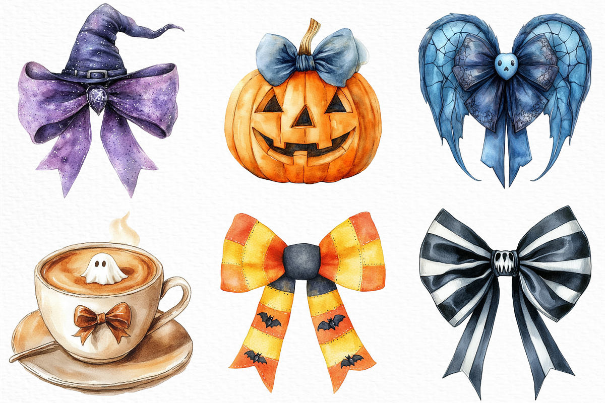 Watercolor Spooky Momma Bow PNG, an Illustration by Craft Nest (Photo 4 of 6)