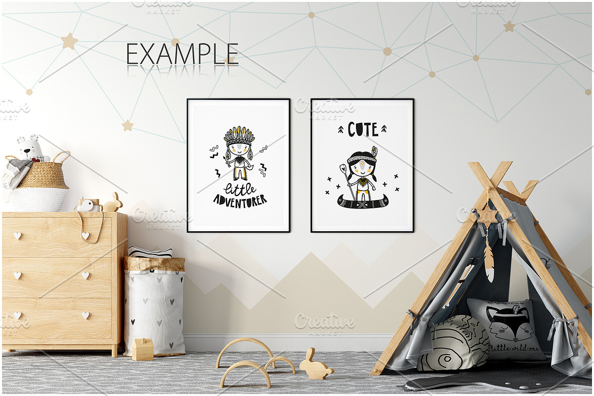 Kids Frames & Wall Mockup Bundle - 5, a Print Template by Yuri-U (Photo 14 of 32)