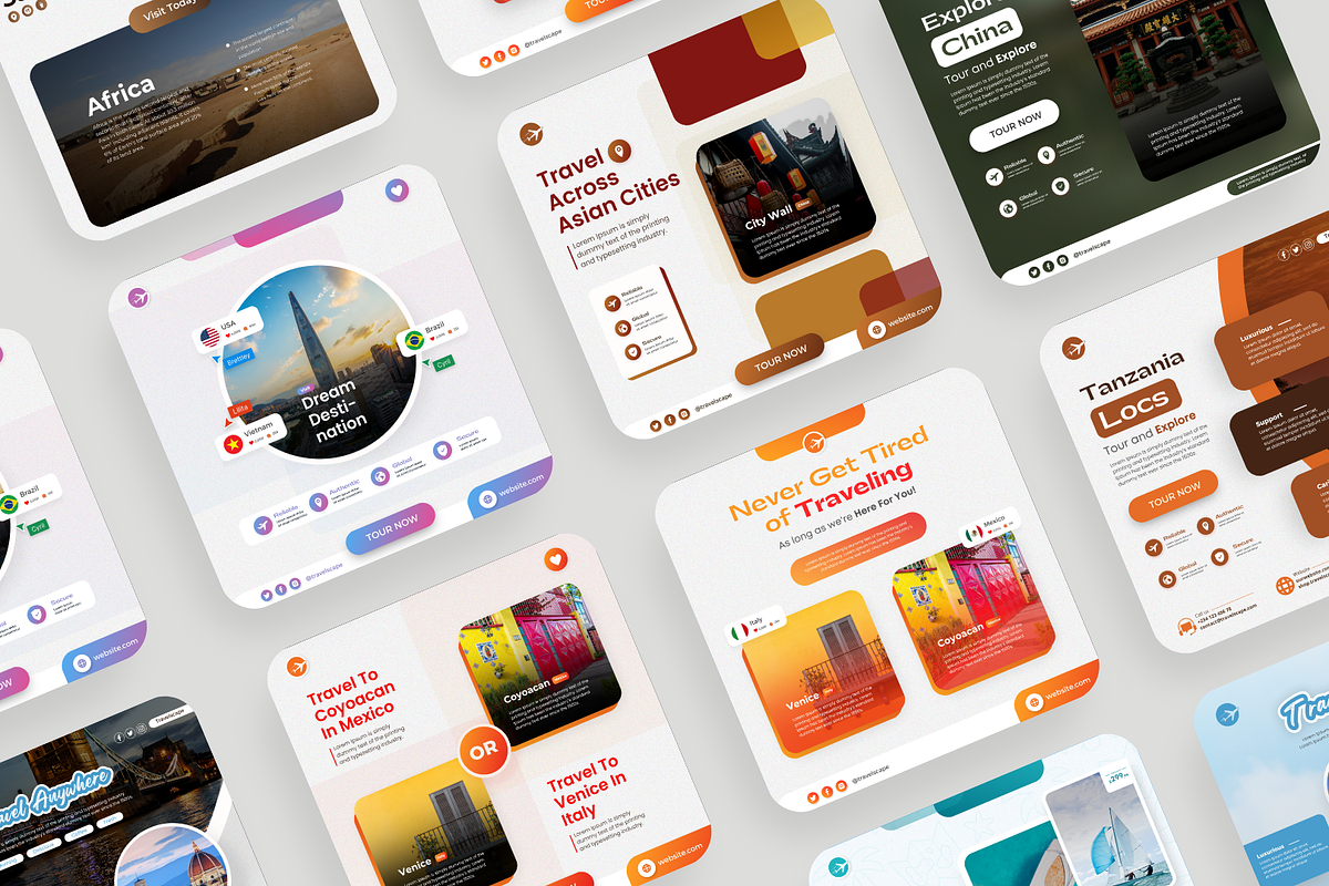 Travels Canva Design Templates, a Social Media Template by Exceptionalways (Photo 8 of 40)