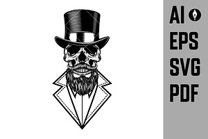 Bearded Hipster Skull