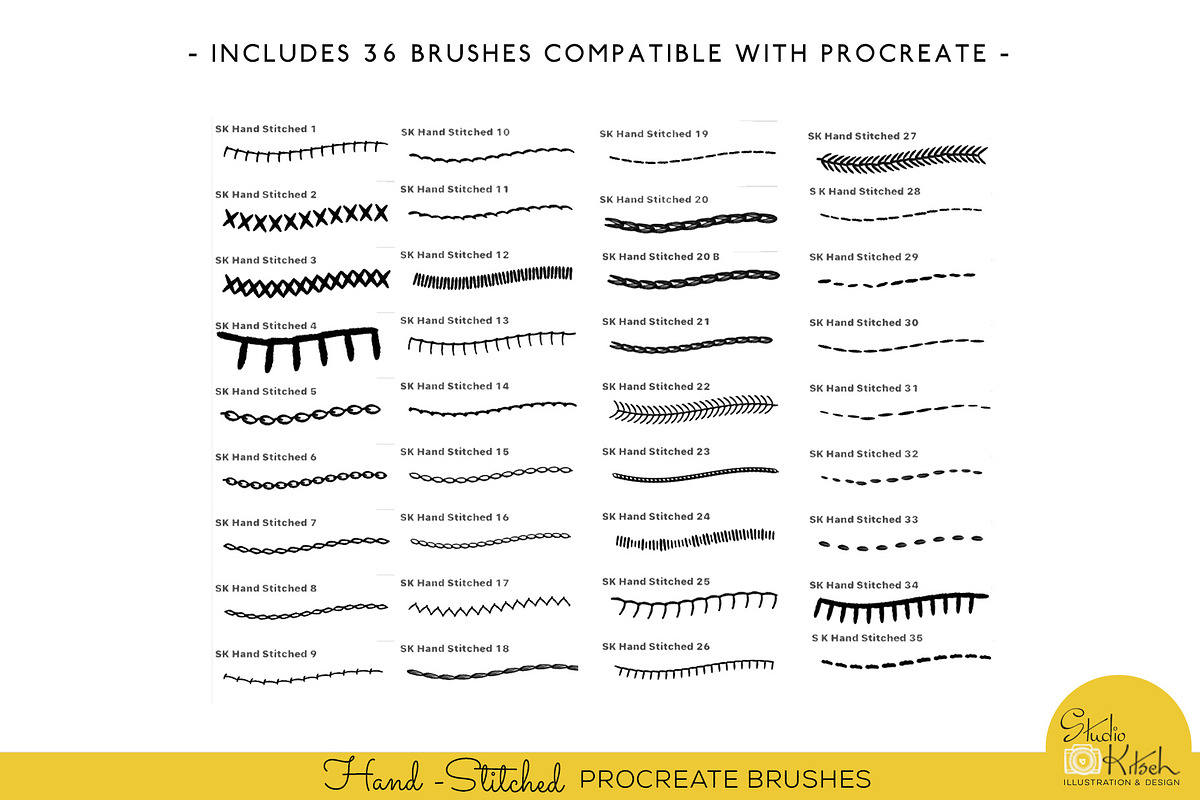 Hand-Stitched Procreate Brushes, a Brush Add-On by Studio Kitsch (Photo 4 of 7)