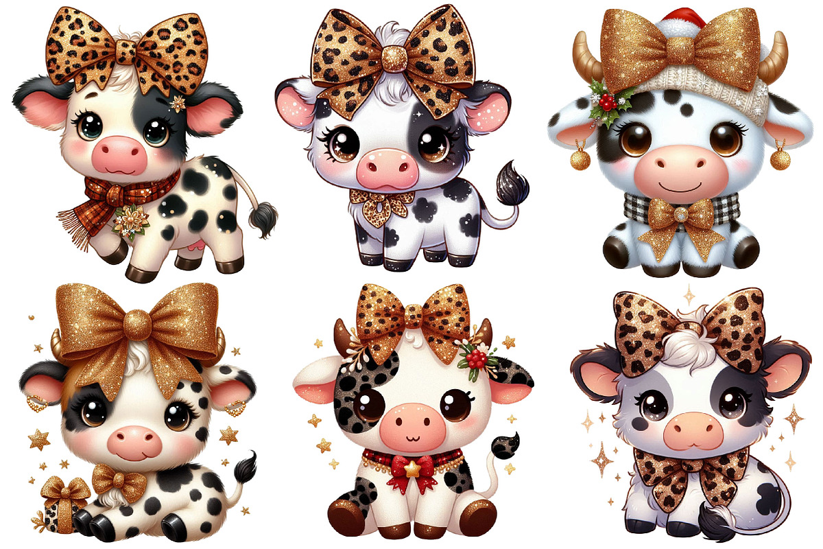 Cow With Leopard Glitter Bow Clipart, a Graphic by CitraGraphics (Photo 6 of 6)