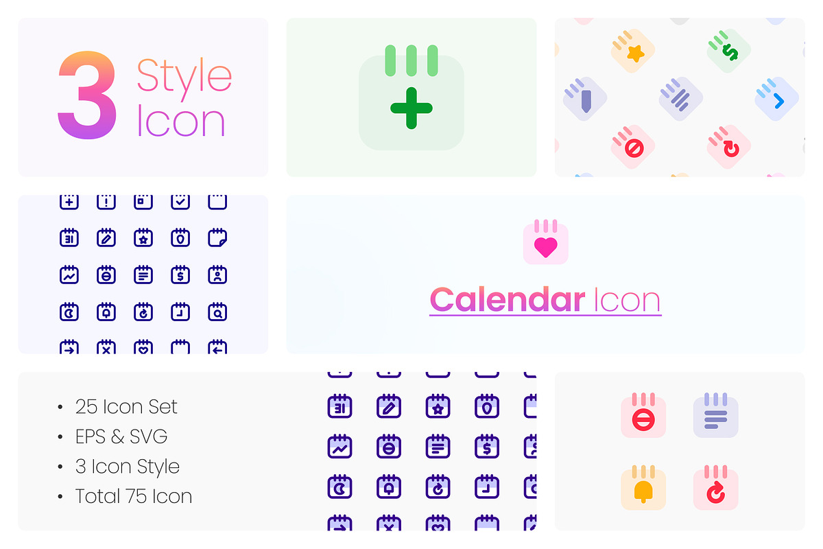3 Styles Calendar Icon Pack, an Outline Icon by hafizhhapis (Photo 1 of 4)