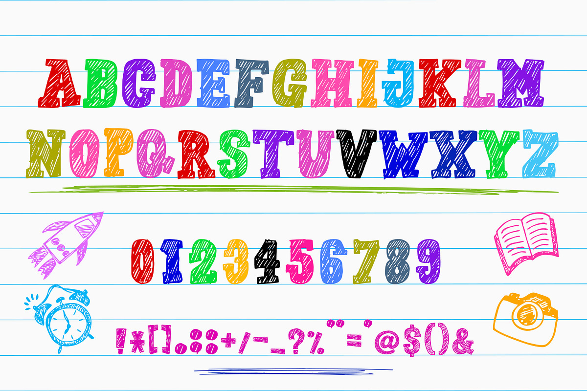 Kids Sketch Hand Font, a Script Font by OWPictures (Photo 8 of 8)