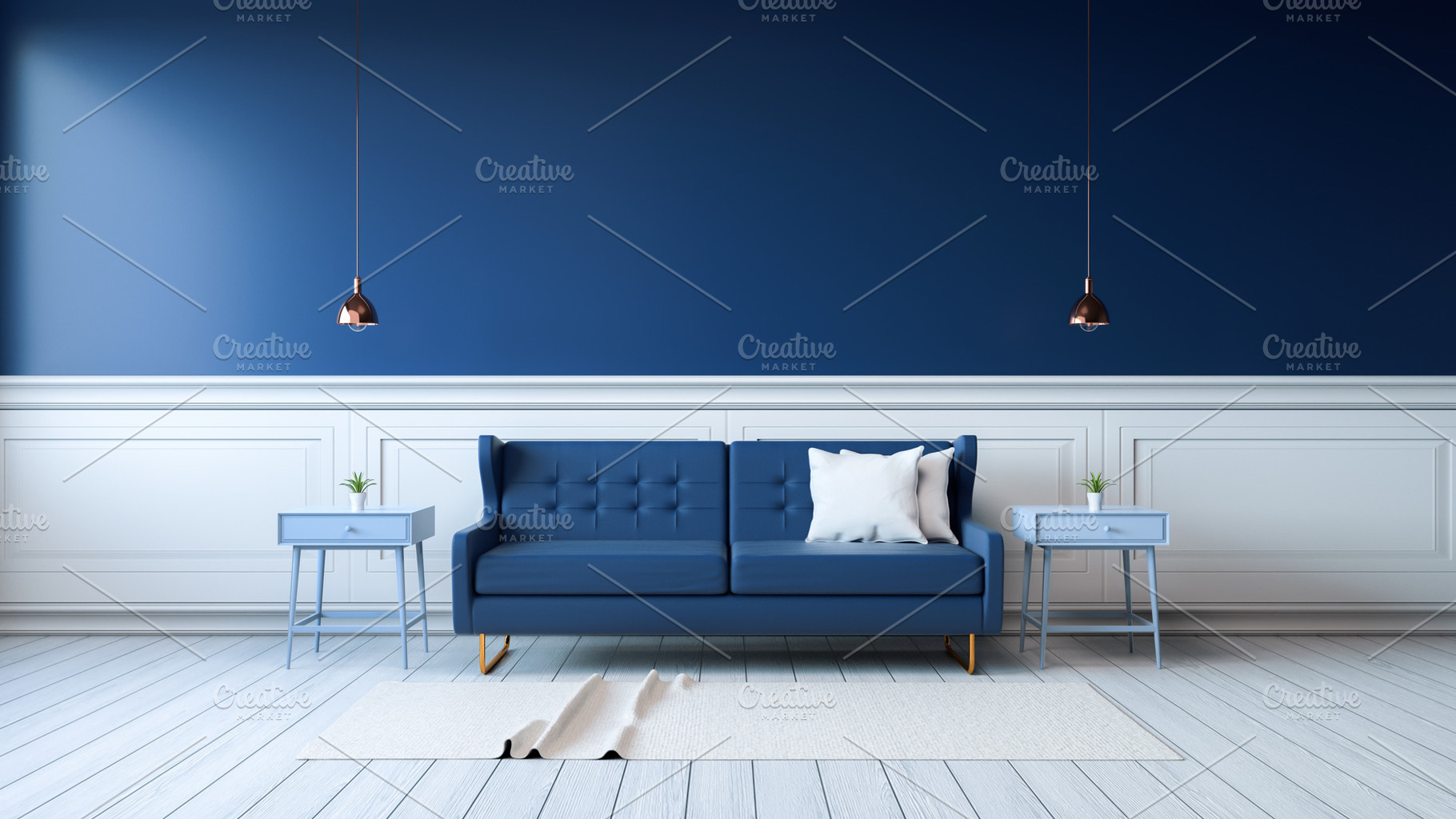 Modern interior of living room containing interior, design, and blue, an Architecture Photo by 3D INTERIOR DESIGN