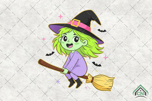 Whimsical Halloween Witch PNG, an Illustration by Craft Nest
