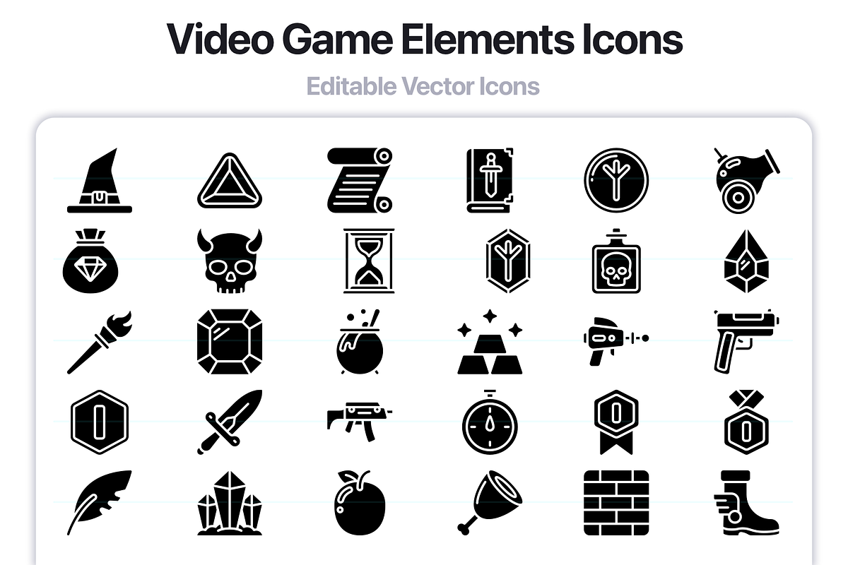100 Video Game Elements Glyph Icons, an Outline Icon by Juicy Icons (Photo 5 of 6)