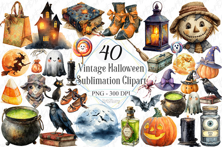 Vintage Halloween Sublimation Clipar