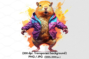 Capybara Wearing Jacket. Animals.