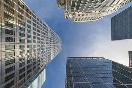 Canary Wharf skyline in London, a Photo by WorldPhotos