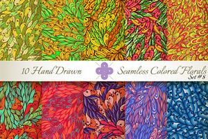 10 Colored Seamless Florals. Set #8
