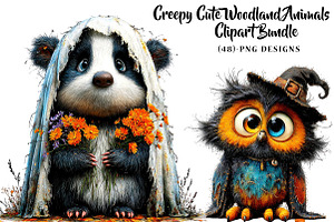 Creepy Cute Woodland Animals, a Seasonal Illustration by CreationArt