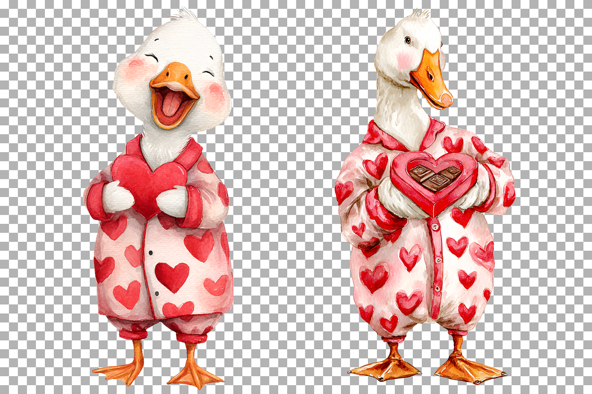 Watercolor Valentine Goose Clipart, an Animal Illustration by SugarCloudStudioArt (Photo 7 of 7)