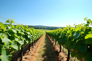 Vineyard Landscape With Rows Of Gree, a Photo by LOGOCREATIVE