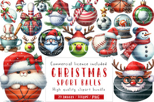 Christmas Sport Balls Sublimation PN, an Illustration by CreationArt
