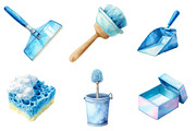 Watercolor Pastel Blue Cleaning, a Graphic by CitraGraphics (Thumbnail 3 of 4)