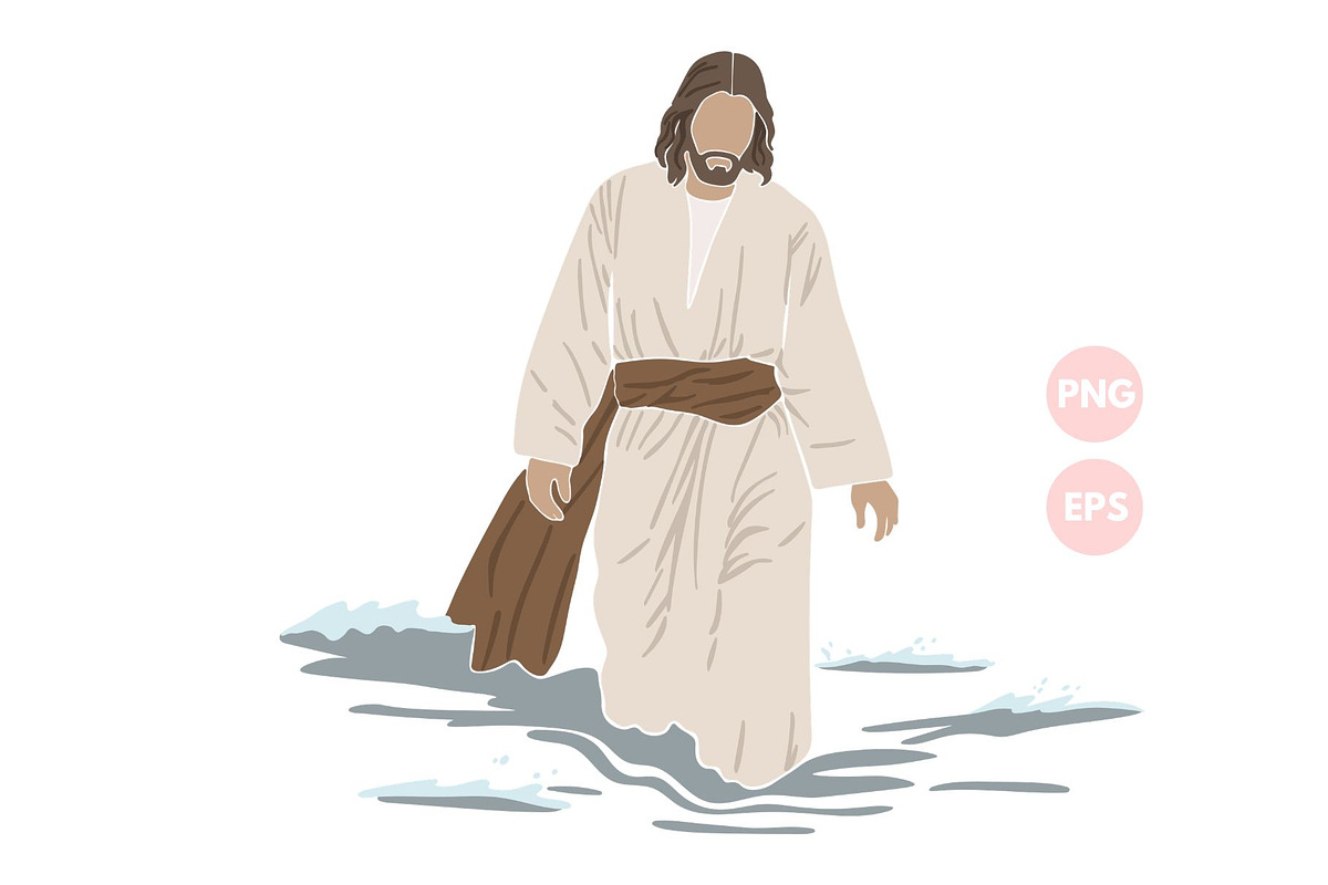 Jesus Walk on Water Christian Png, a Person Illustration by ⋒DesignECShop⋒ (Photo 1 of 3)