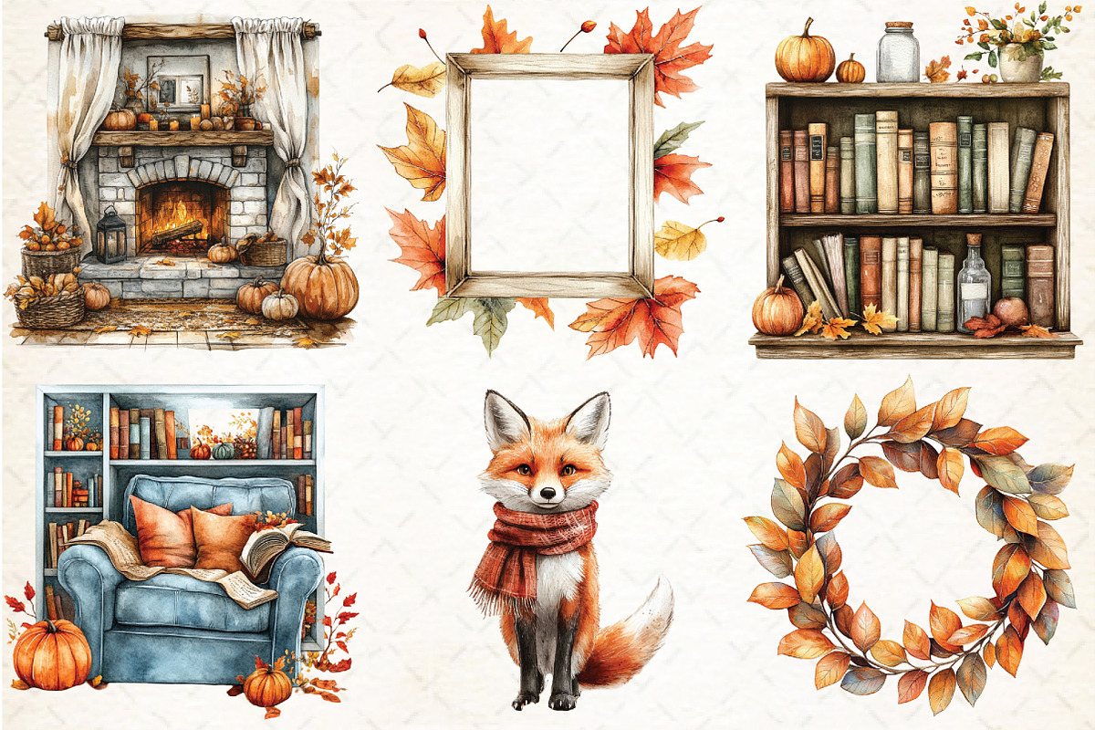 Watercolor Autumn Mood Clipart, an Illustration by Libby Wishes (Photo 3 of 9)
