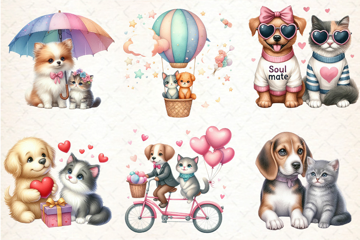 Watercolor Dog and Cat Cupol  Clipar, an Illustration by DreamCafeArt (Photo 3 of 7)