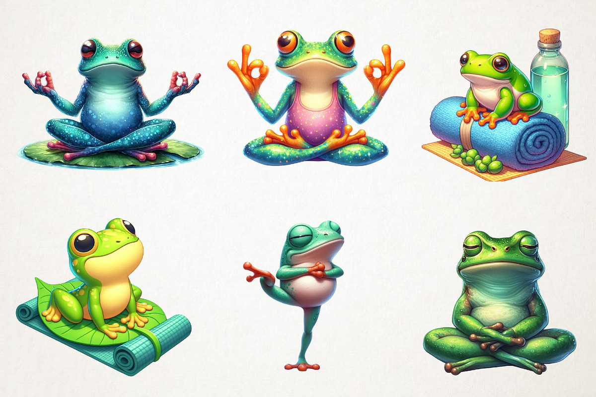YOGA Frog Sublimation Clipart, an Animal Illustration by RobertsArt (Photo 7 of 7)