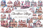 Christmas Village Watercolor Bundle, an Illustration by designcity5 (Thumbnail 1 of 5)