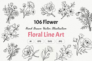 Floral Line Art, an Illustration by Helospace